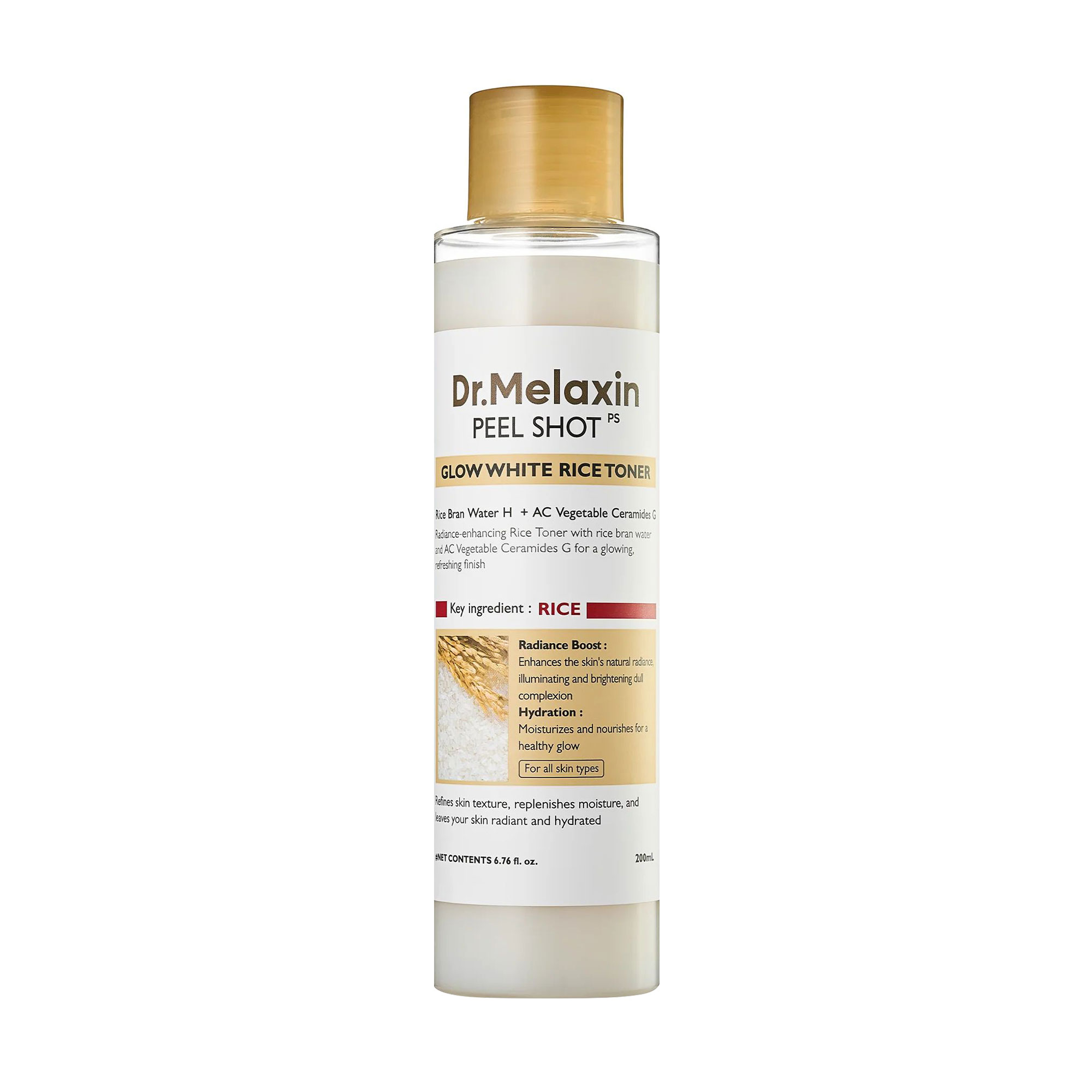 Освітлювальний тонік для обличчя Dr.Melaxin Peel Shot Glow Rice Toner, 200 мл